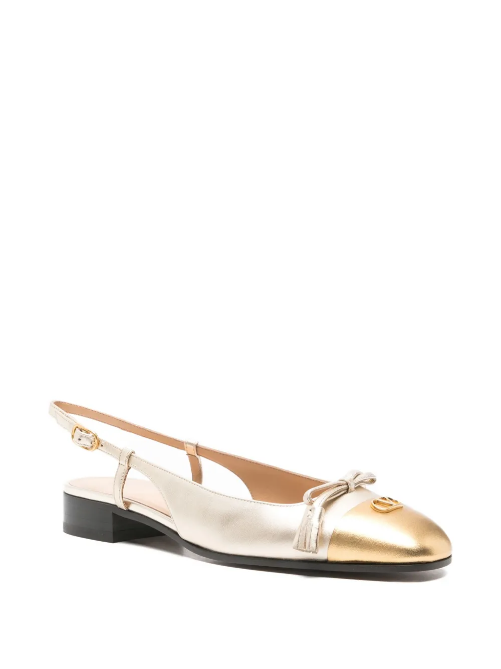Valentino Garavani bow-detailing slingback ballet flats Zilver