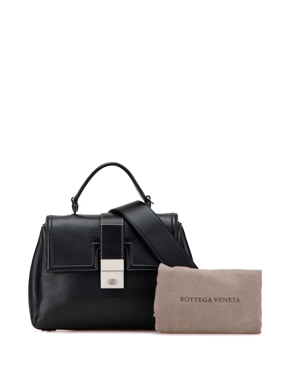 Pre-owned Bottega Veneta 2012-2025 Small Nappa Piazza Top Handle Bag Satchel In Black