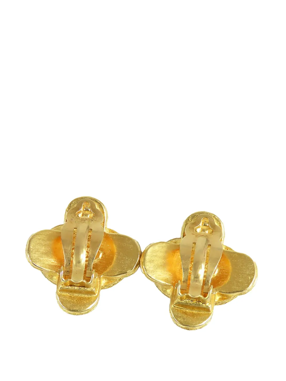CHANEL Pre-Owned 1994 CC Gold Plated Cross Clip On Earrings costume earrings | Image 2