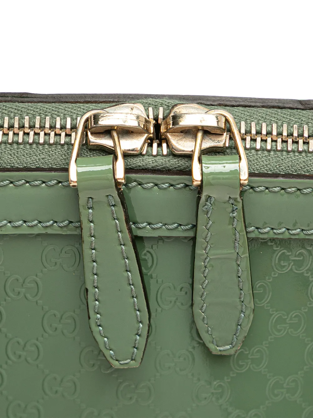 Pre-owned Gucci 2000-2015 Small Microssima Patent Nice Satchel In Green
