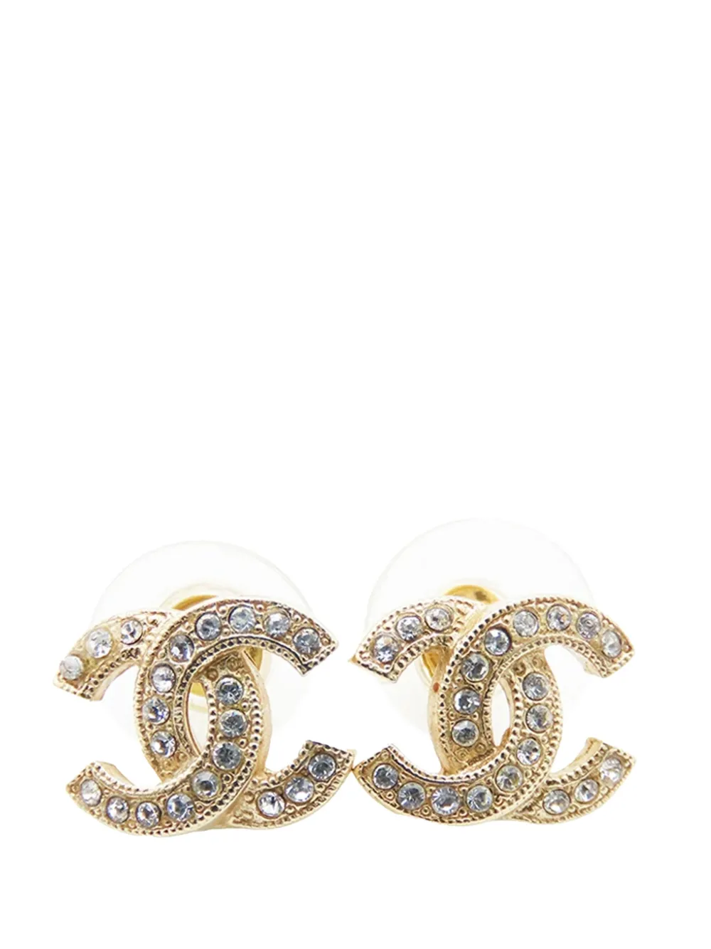 CHANEL Pre-Owned 2021 CC Gold Plated Crystal Earrings costume earrings CHANEL Pre-Owned 2021 CC Gold Plated Crystal Earrings costume earrings