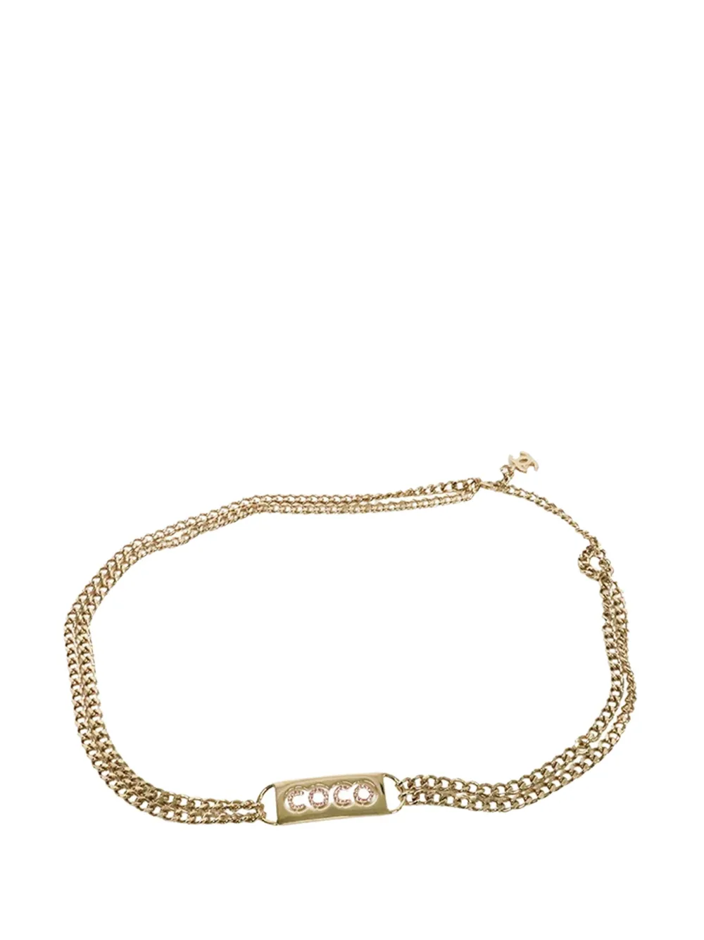CHANEL Pre-Owned 2002 Gold Plated Coco Rhinestones Chain belt - CHANEL Pre-Owned 2002 Gold Plated Coco Rhinestones Chain belt -