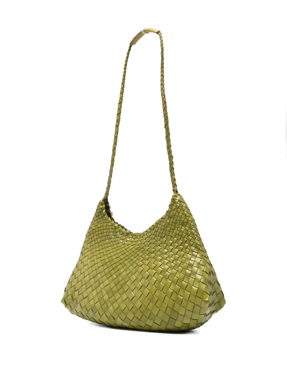 Dragon Diffusion Woven Leather Shoulder Bag In Green