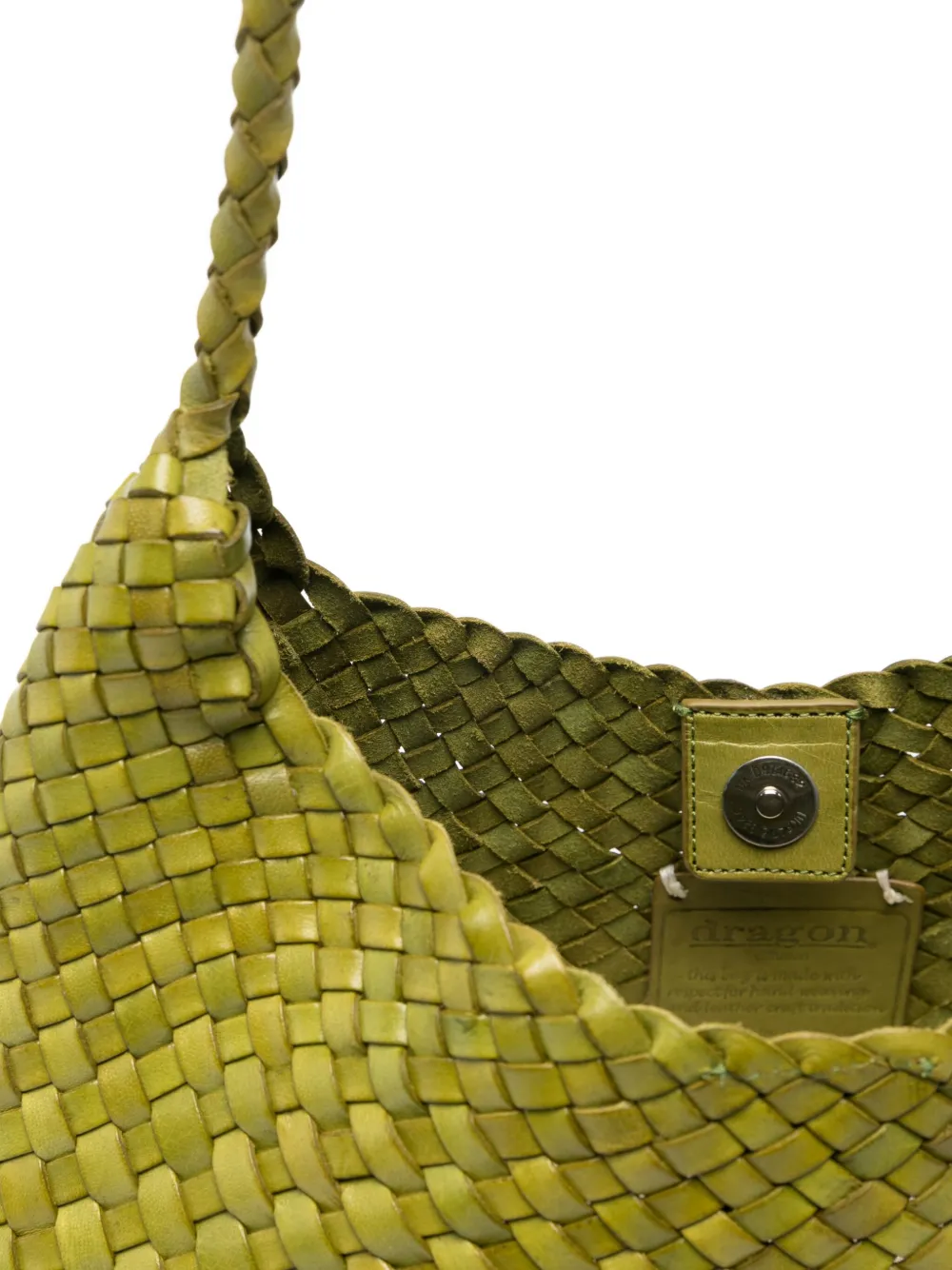 Dragon Diffusion Woven Leather Shoulder Bag In Green
