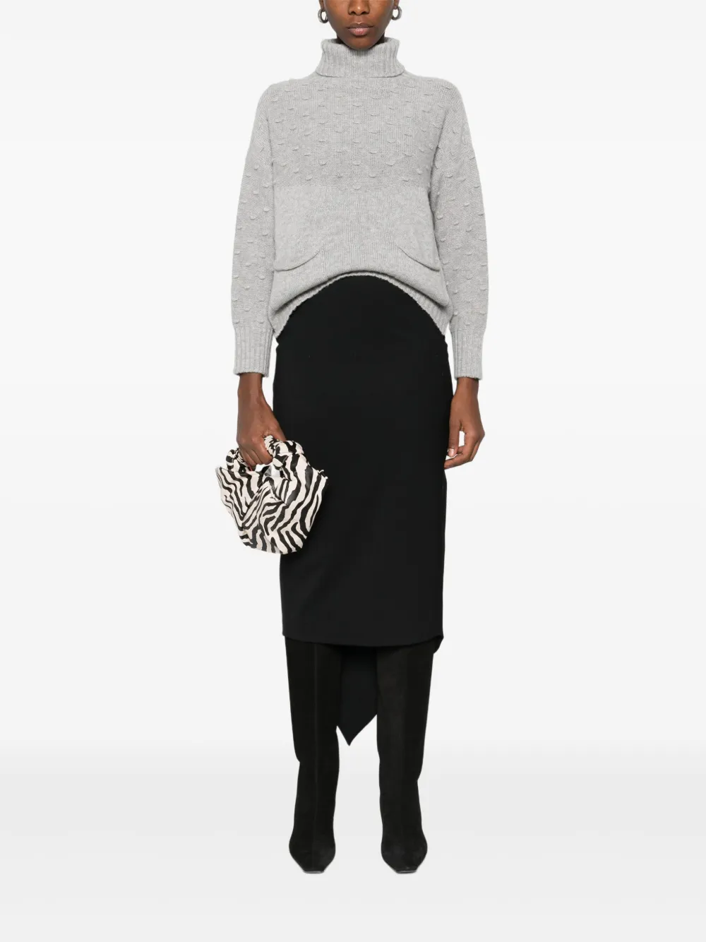 TABARONI CASHMERE roll-neck textured sweater | Knitted Sweaters | Image 2
