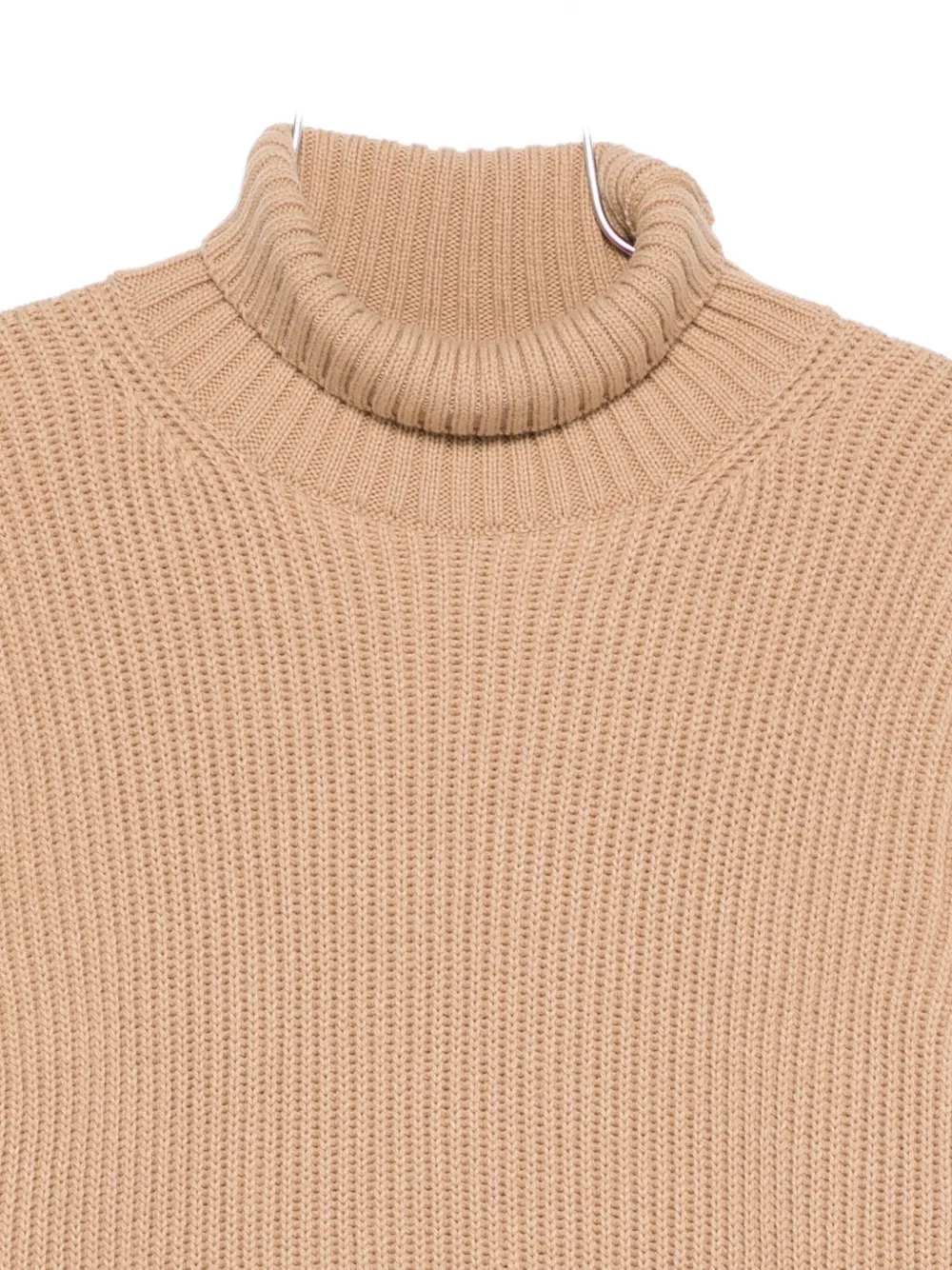Msgm Turtleneck Sweater With Contrast Hem And Long Sleeves In Neutral