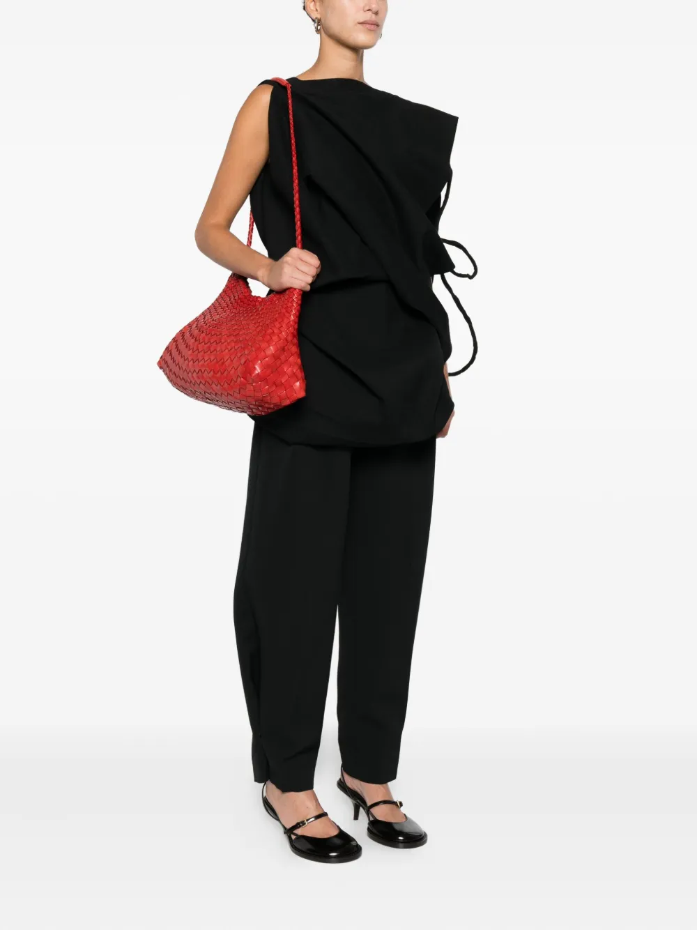 DRAGON DIFFUSION Santa Rosa braided leather shoulder bag - Rood