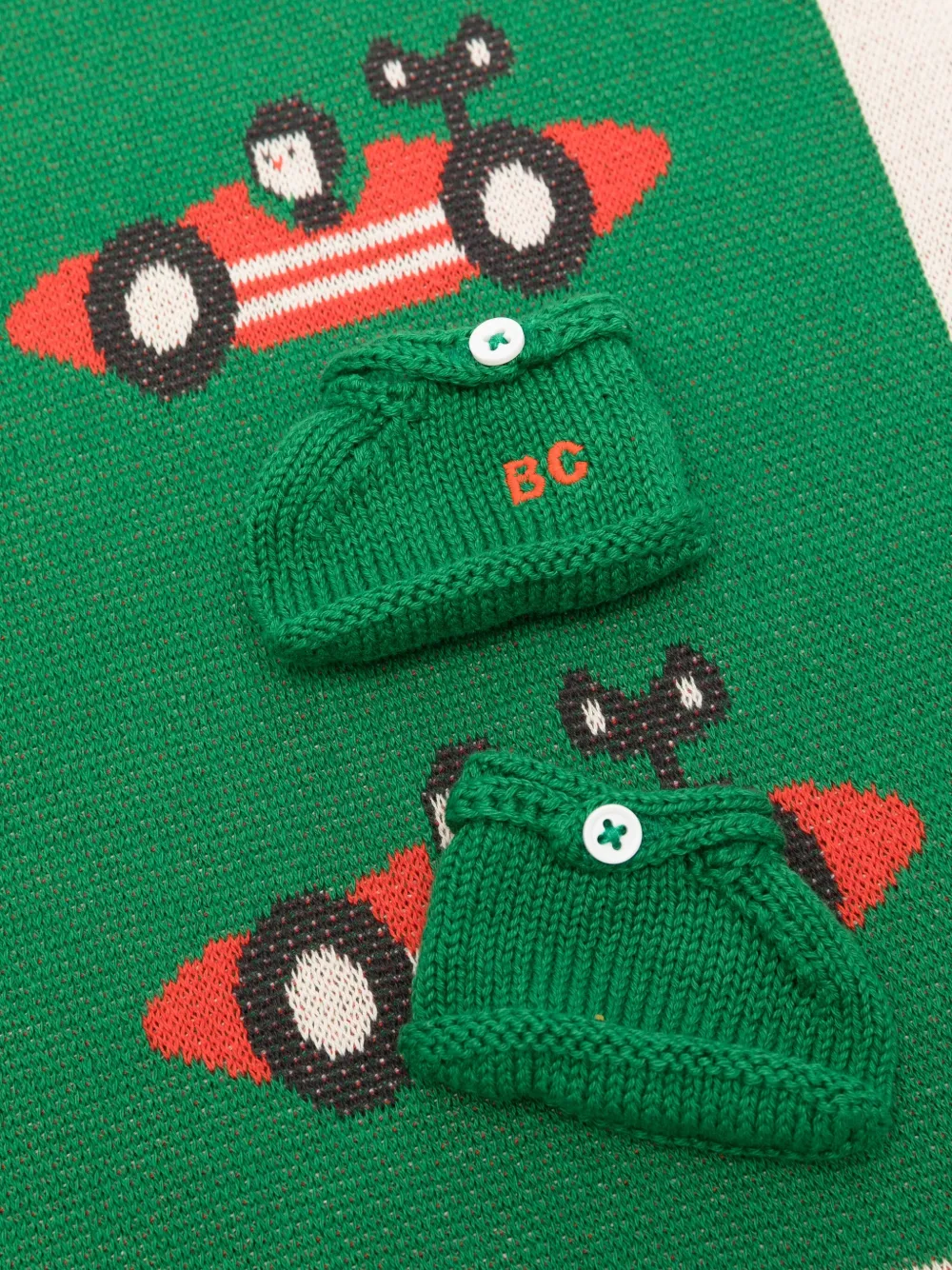 Bobo Choses Racing-car Knitted Blanket In Green