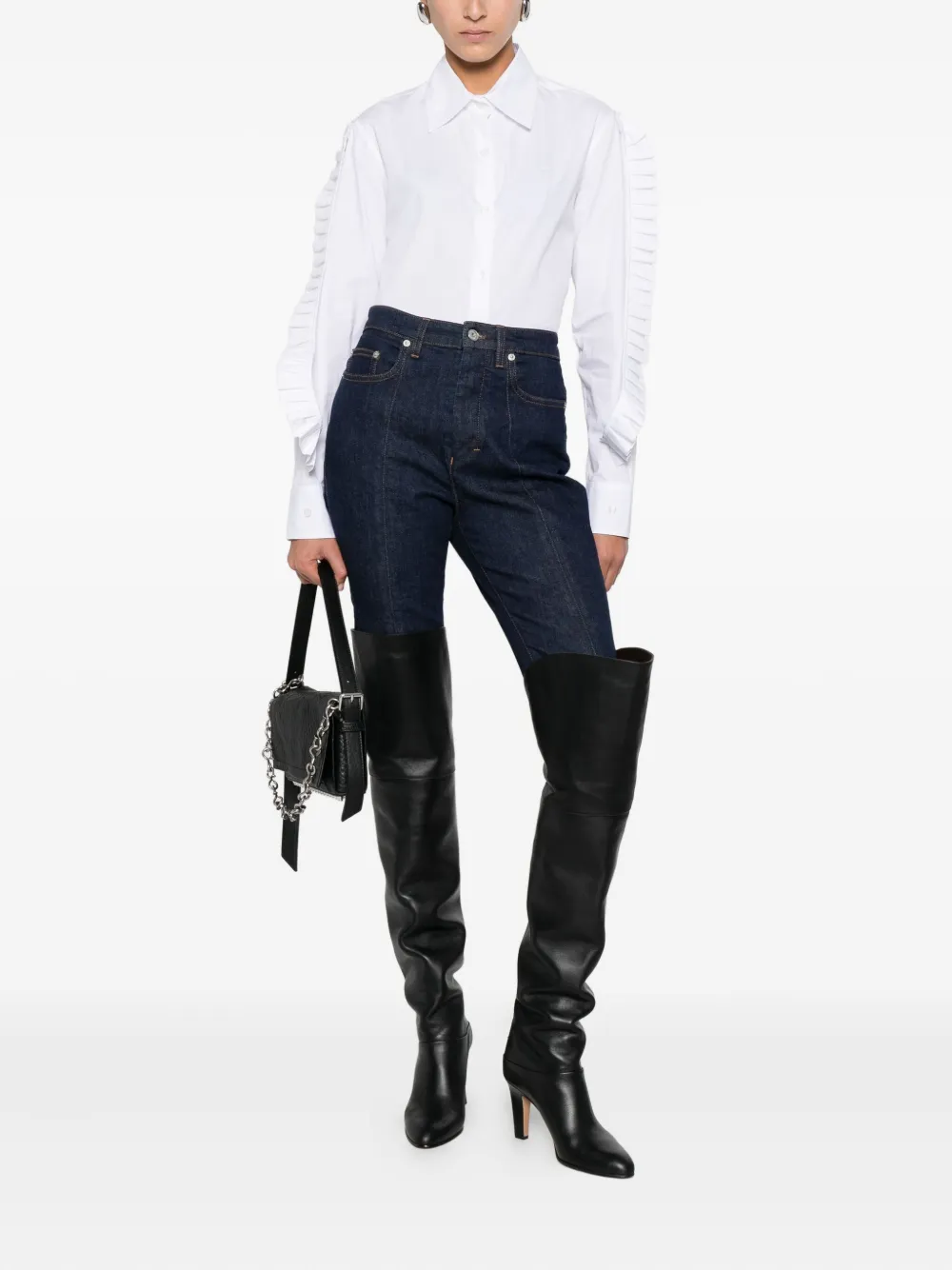 Coperni pleated-sleeve shirt - Wit