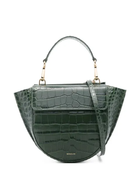Wandler mini Hortensia crocodile-embossed half-moon tote bag