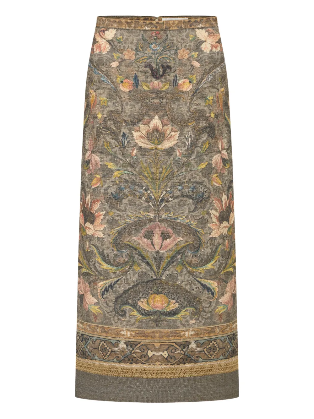 Into The East Floral-print Midi Skirt In Green