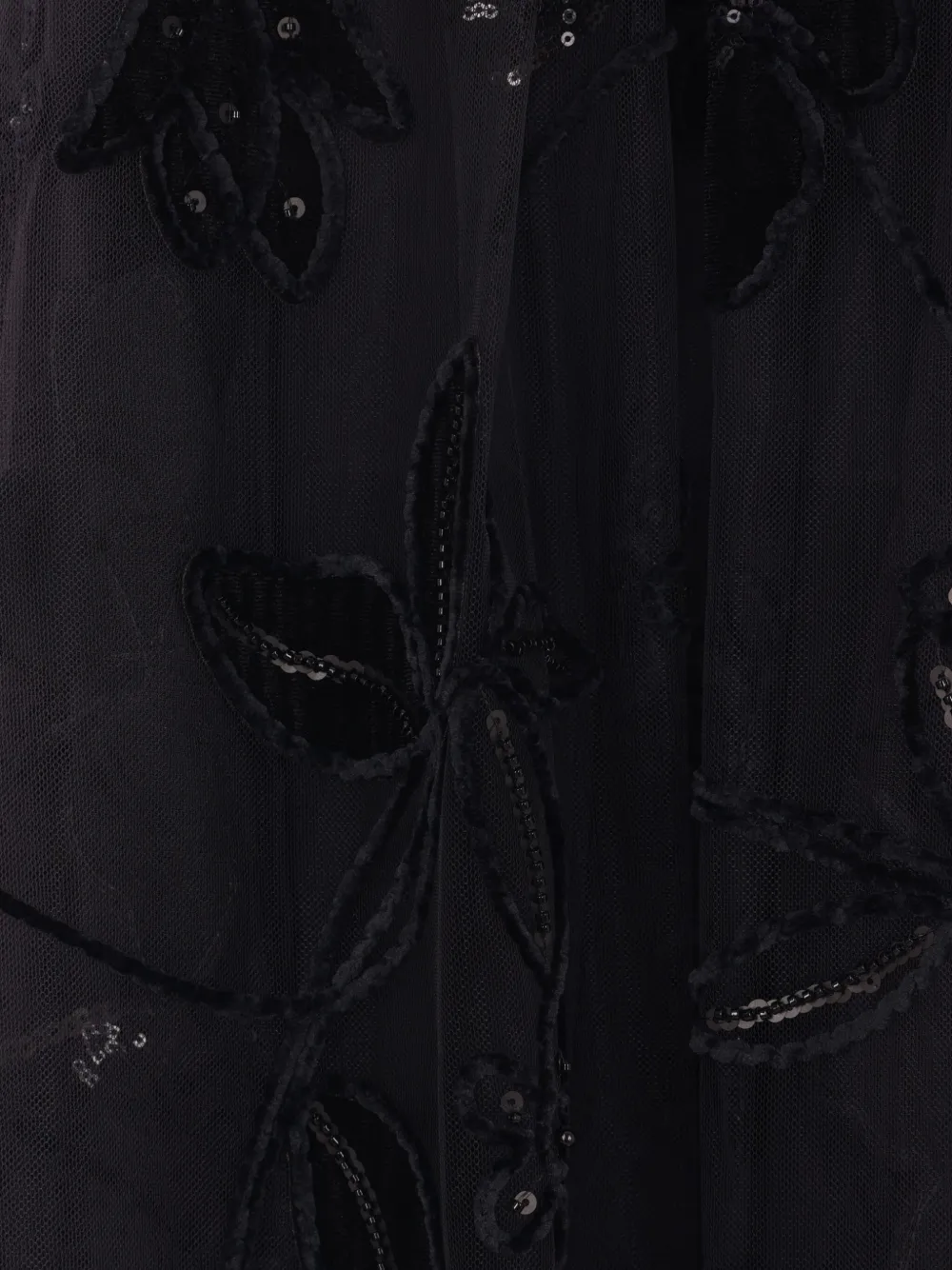 Elie Saab Midi-rok met geborduurde bloemen en textuur Zwart