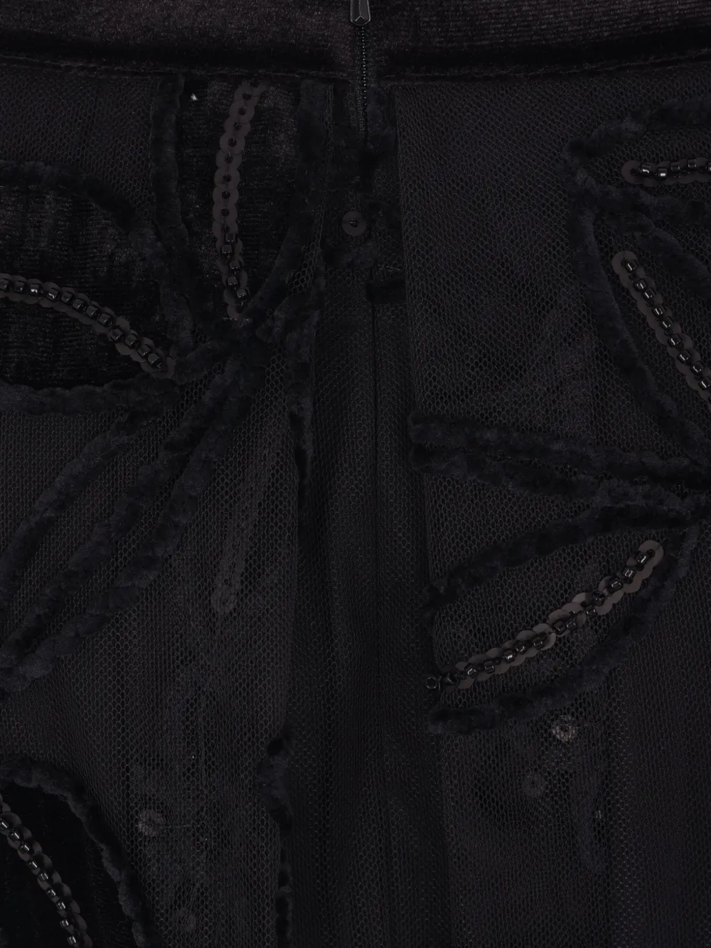 Elie Saab Midi-rok met geborduurde bloemen en textuur Zwart