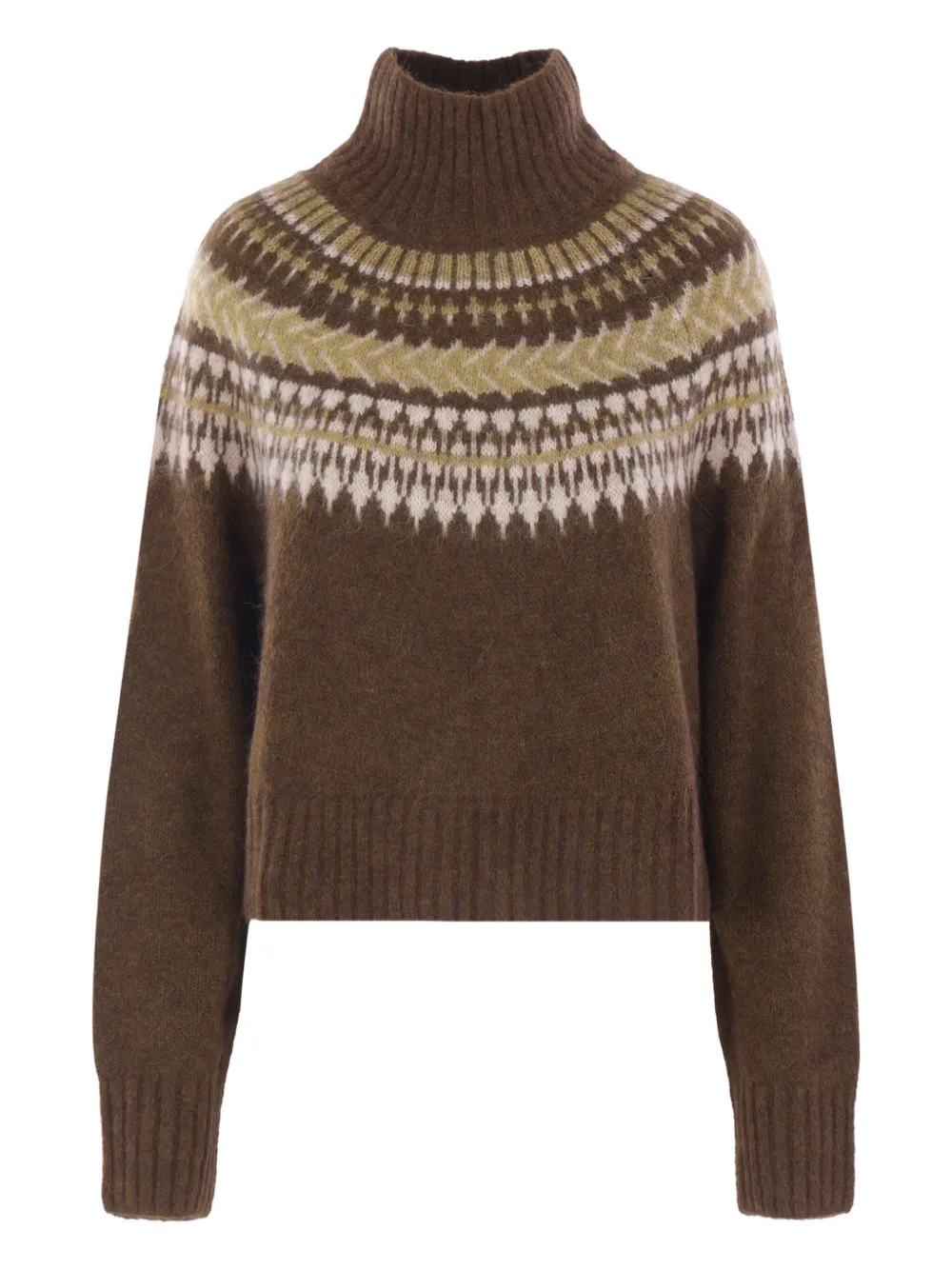 Barbour Lorrie Fair-isle Roll-neck Sweater In Brown