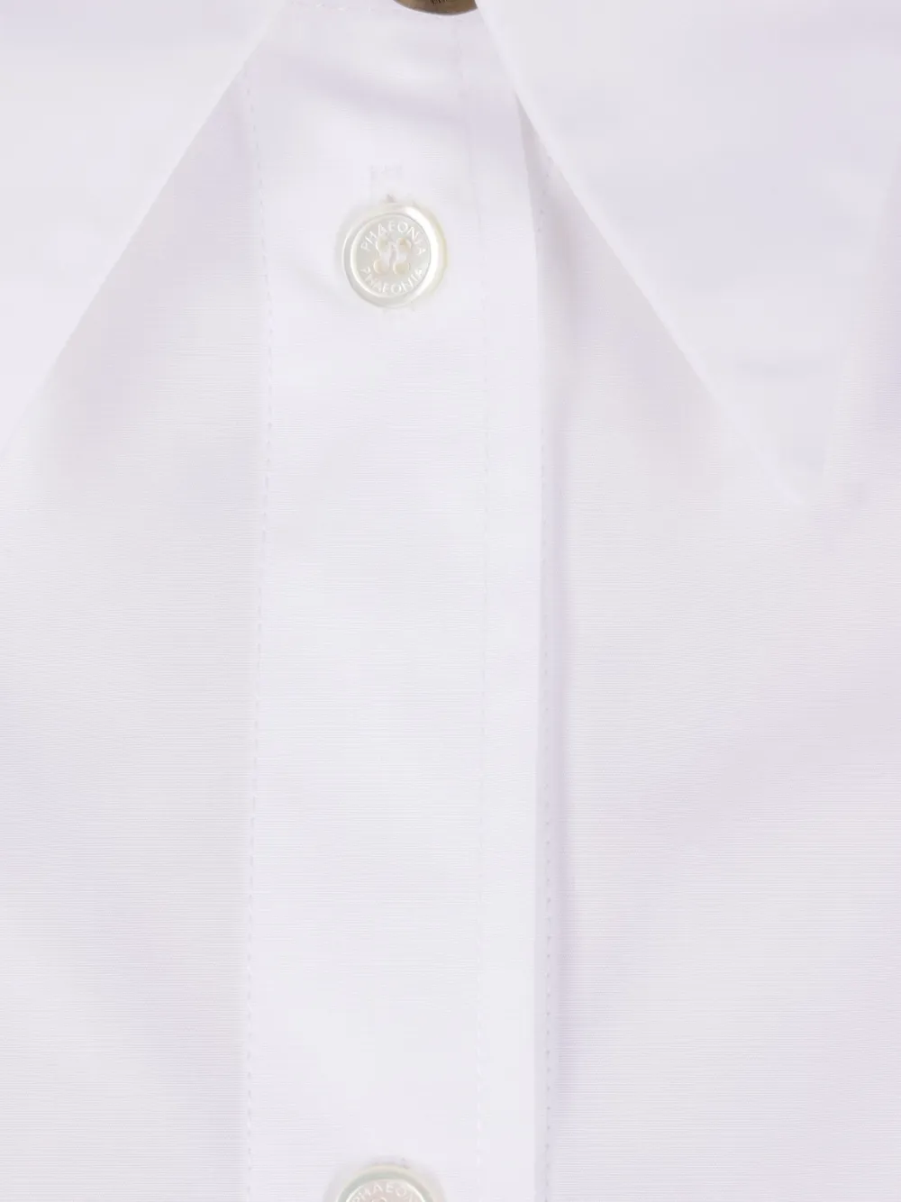 phaeonia Blouse met pofmouwen en kraag Wit