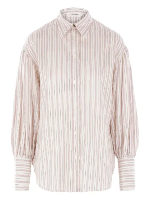 phaeonia Heidi striped puff-sleeve shirt