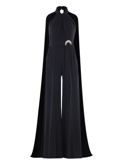 Elie Saab draped-back jewel-buckle jumpsuit