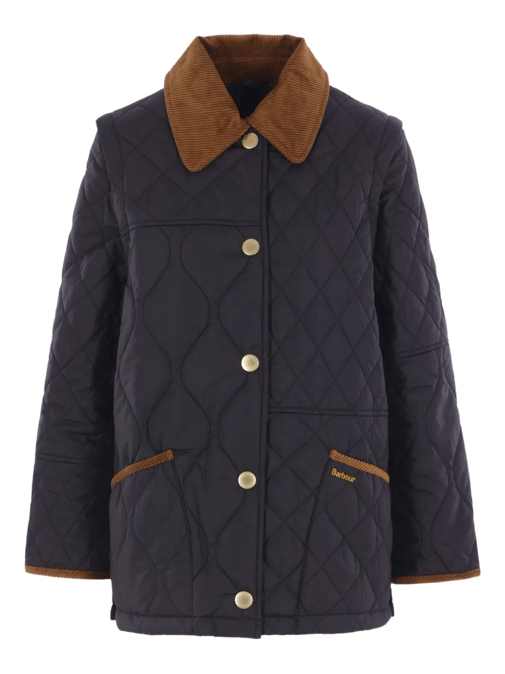 Barbour Quilted Corduroy-collar Jacket In Black
