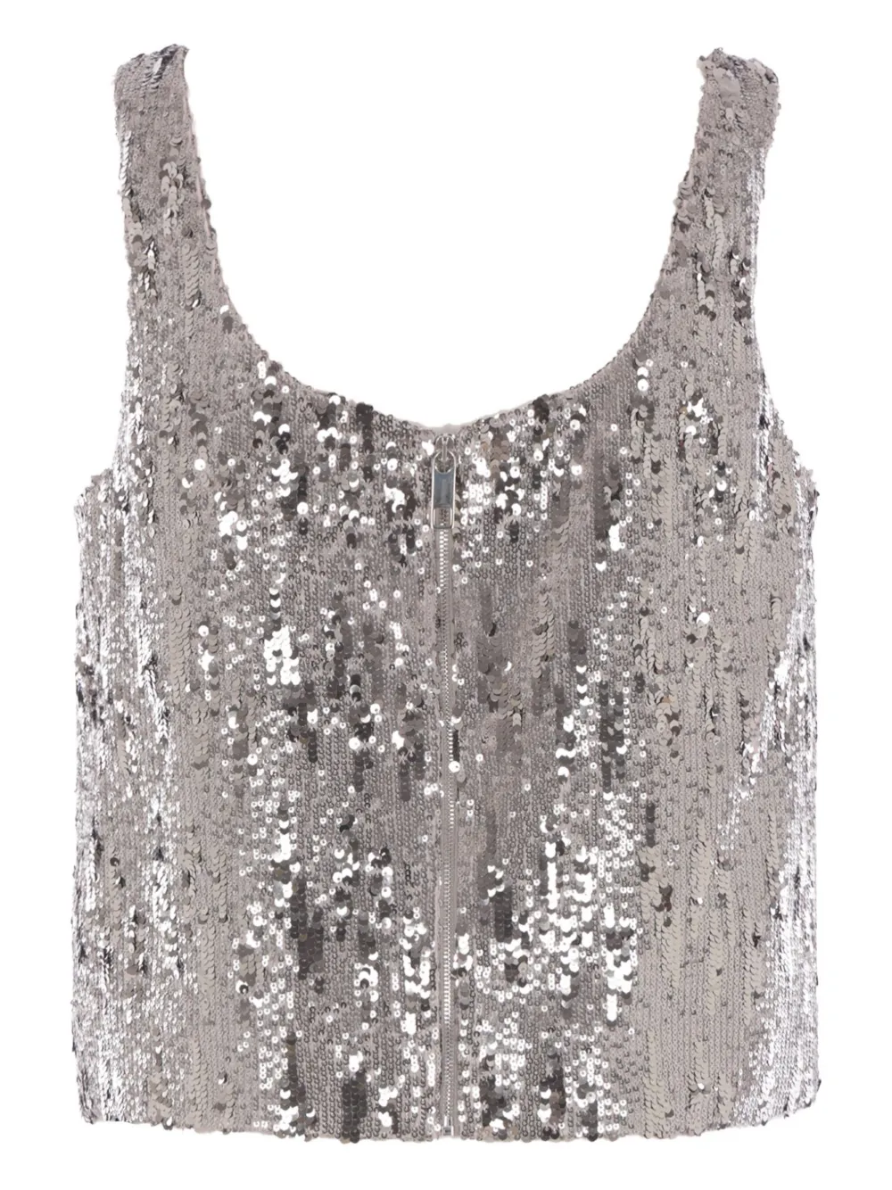 Elie Saab Top met diepe ronde hals en pailletten - Zilver