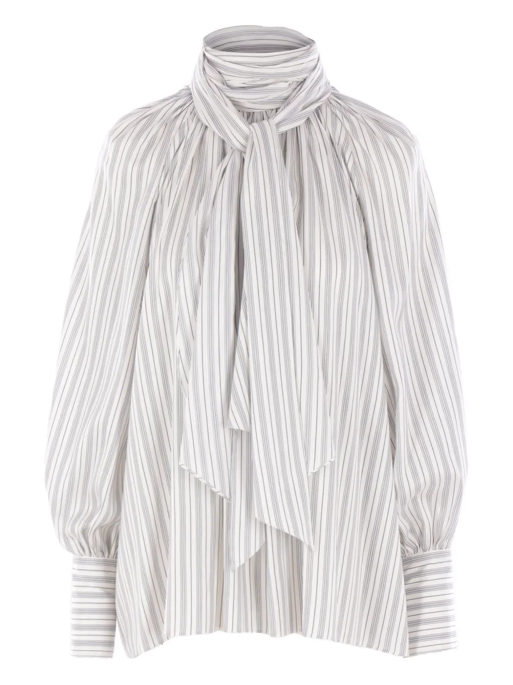 phaeonia scarf-collar puff-sleeve blouse | White | Image 1