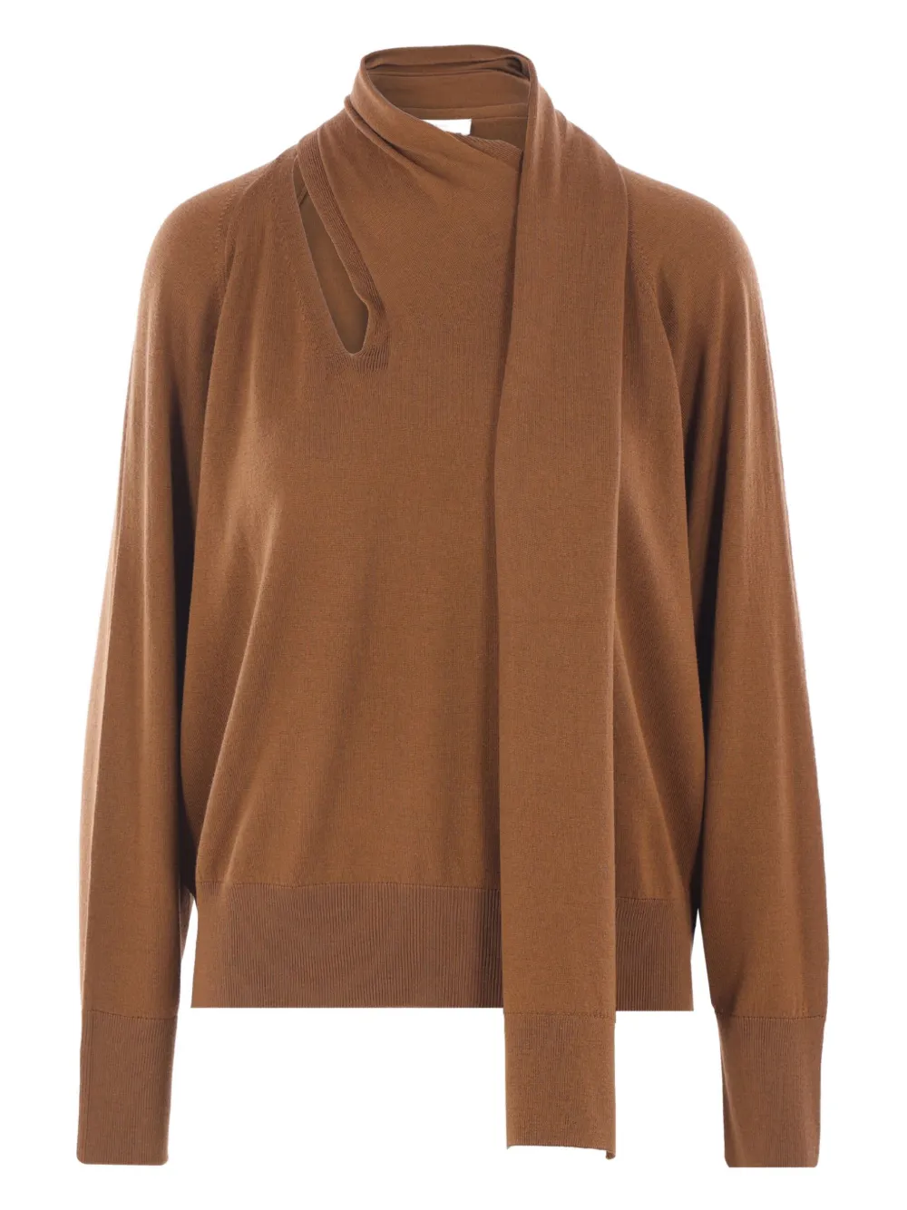 Zanone asymmetric-neck scarf sweater | Brown | Image 1