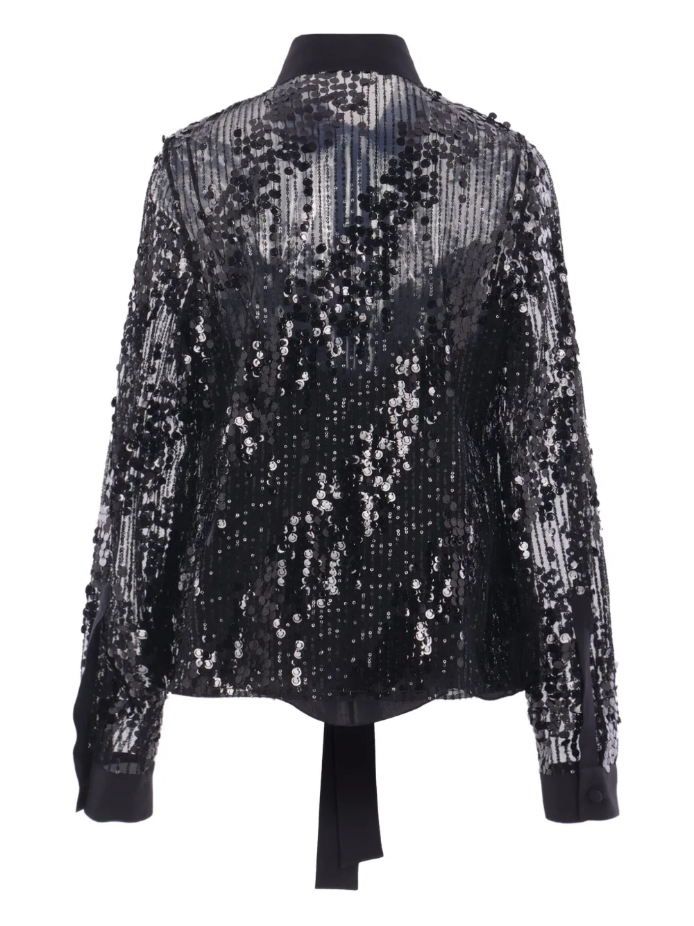 Elie Saab sequinned tulle shirt - Zwart