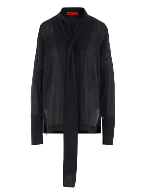 THELATEST attached-scarf buttoned shirt