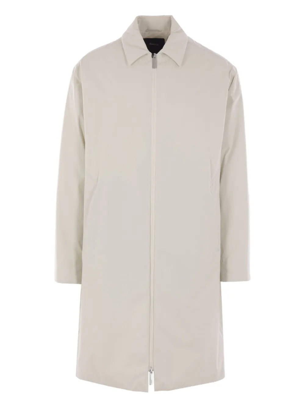Laminar Pointed-collar Zip Coat In Neutral
