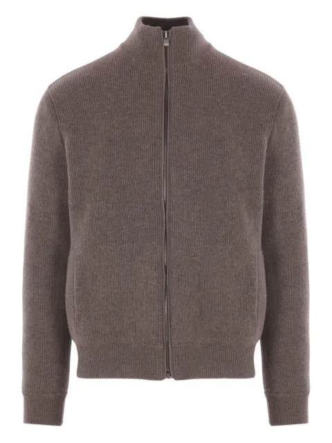 Agnona ribbed high-neck zip-front cardigan 