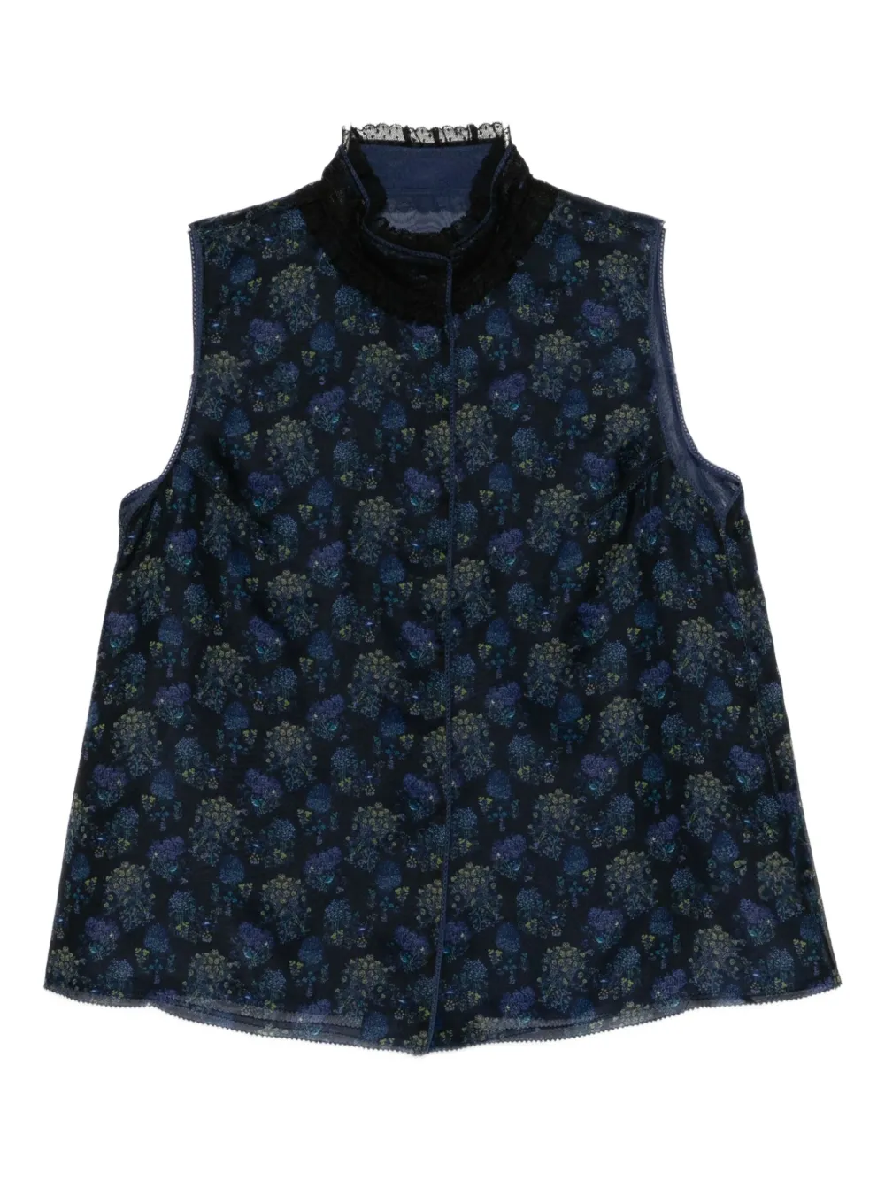 Shiatzy Chen Scape-of-curve Printed Gilet In Blue