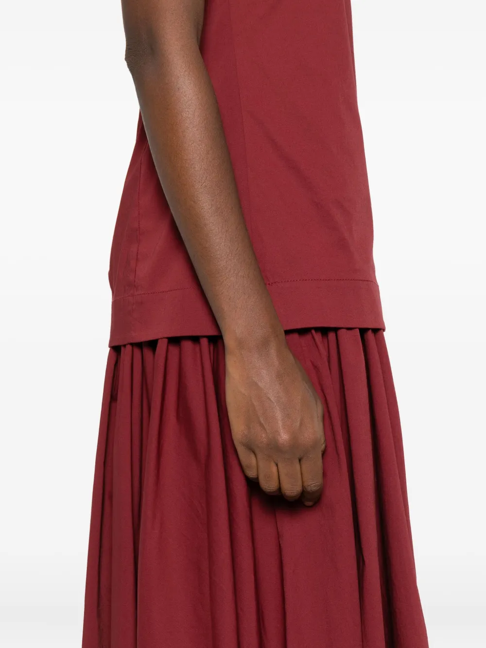 Staud Pleated Spaghetti-strap Maxi Dress In Red