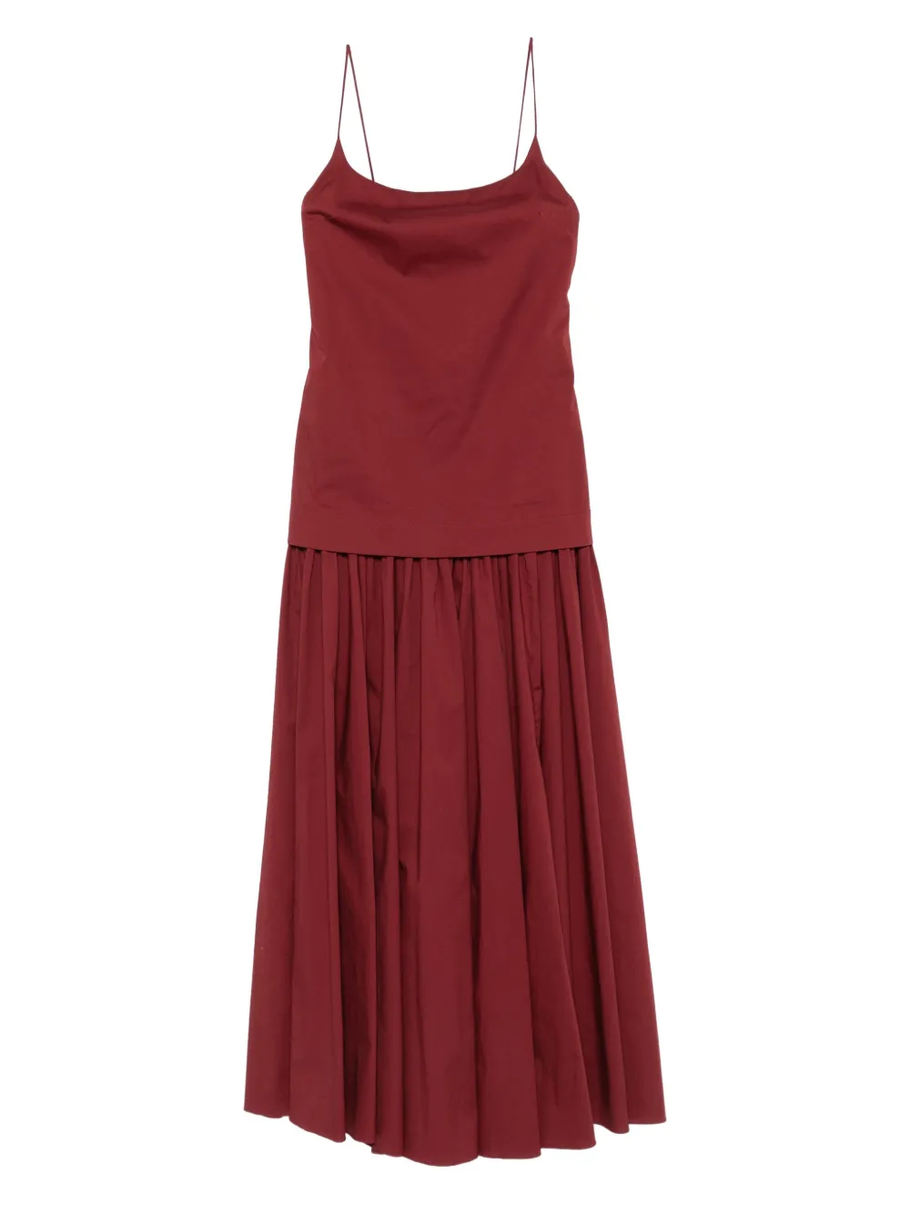 STAUD pleated spaghetti-strap maxi dress | Red | Image 1
