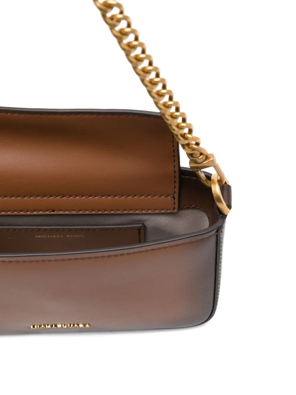 Michael Kors Bryant Small Burnished Leather Convertible Pochette In Brown