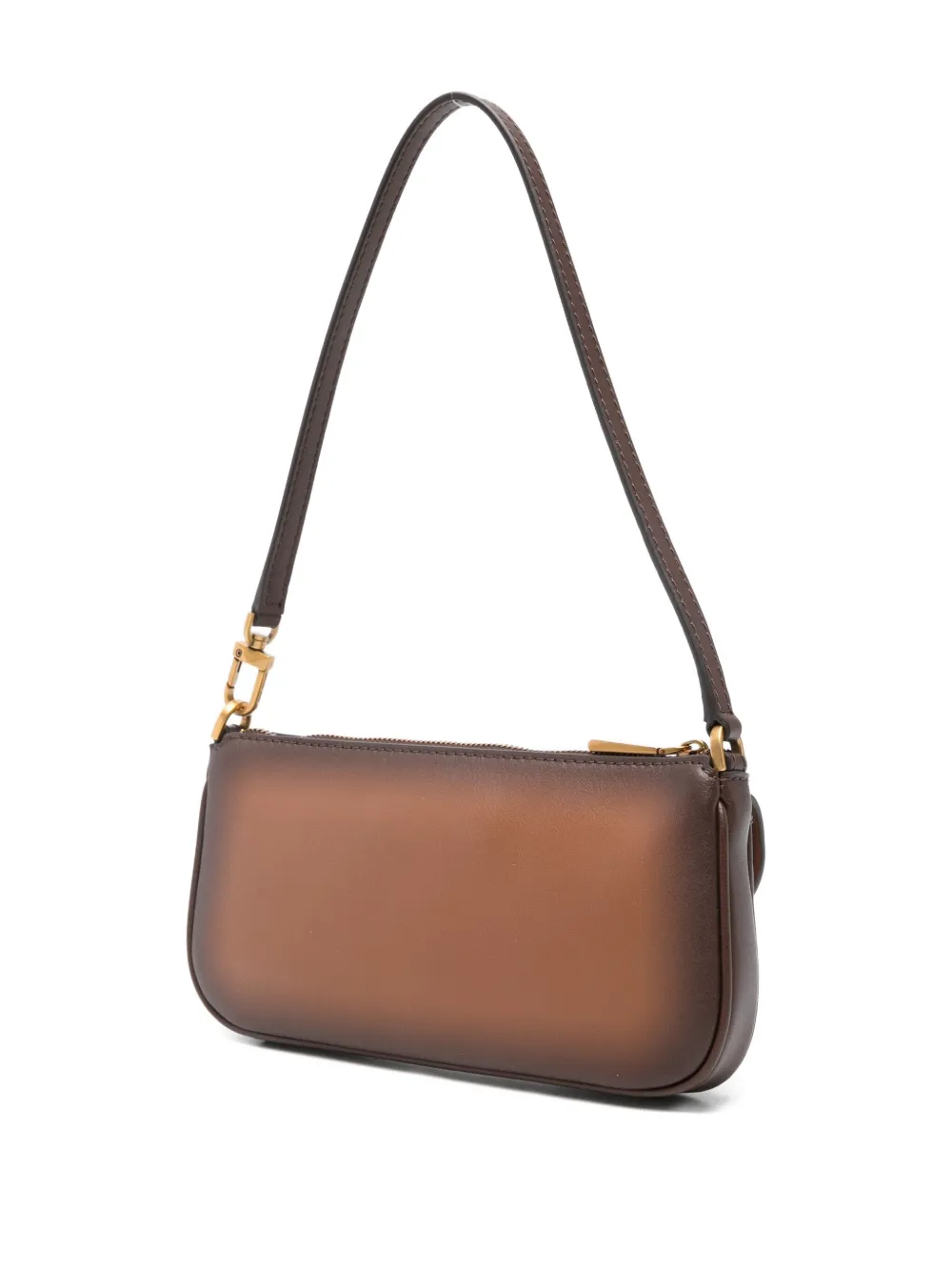 Michael Kors Rectangular Leather Shoulder Bag With Gold-tone Accents In Brown