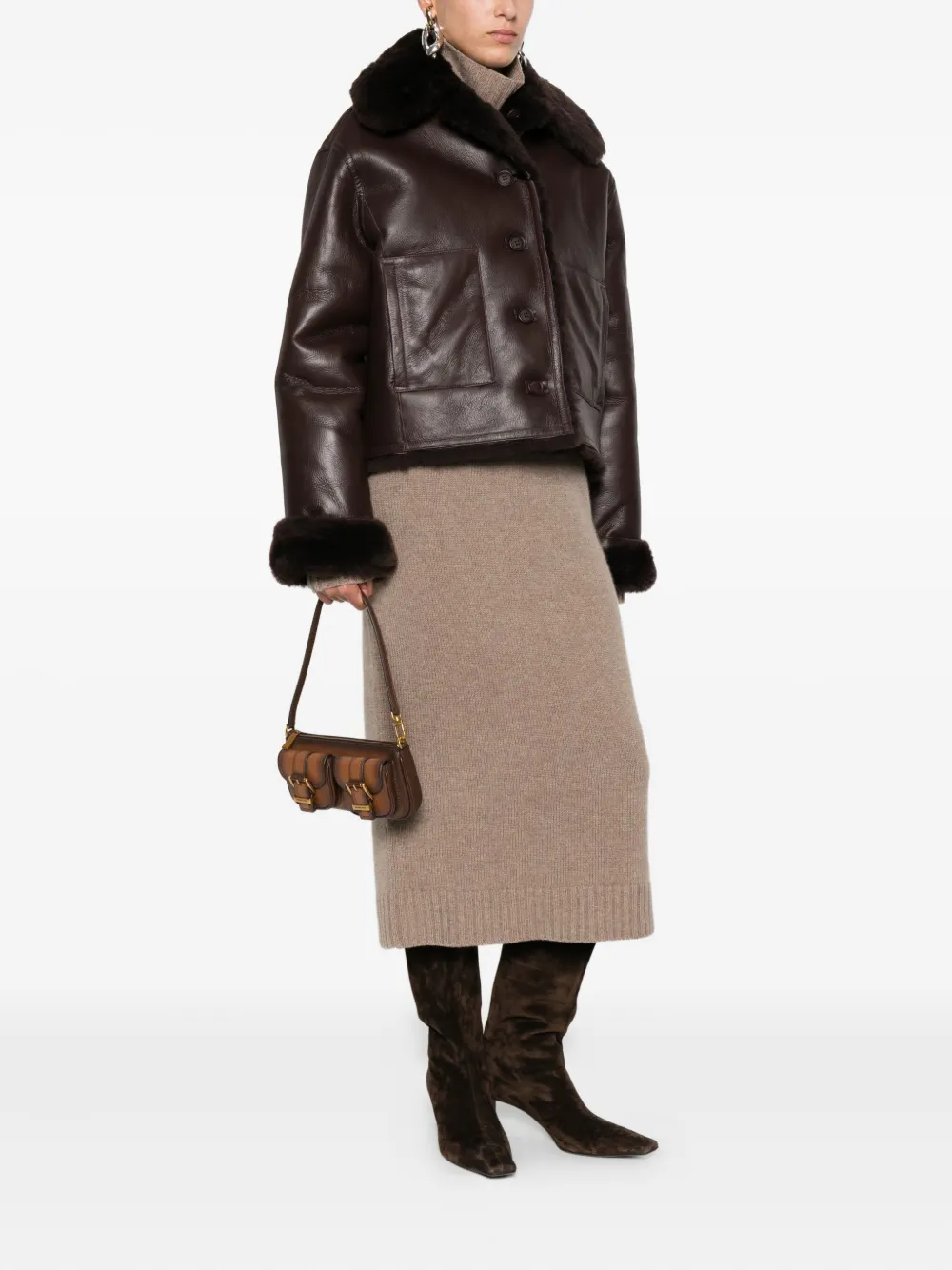 Michael Kors buckle-detail pocket shoulder bag - Bruin