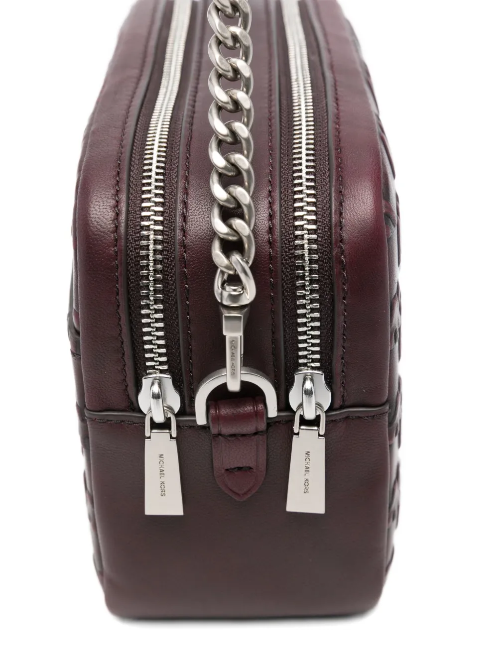 Michael Kors Logo-plaque Chain-strap Shoulder Bag In Burgundy