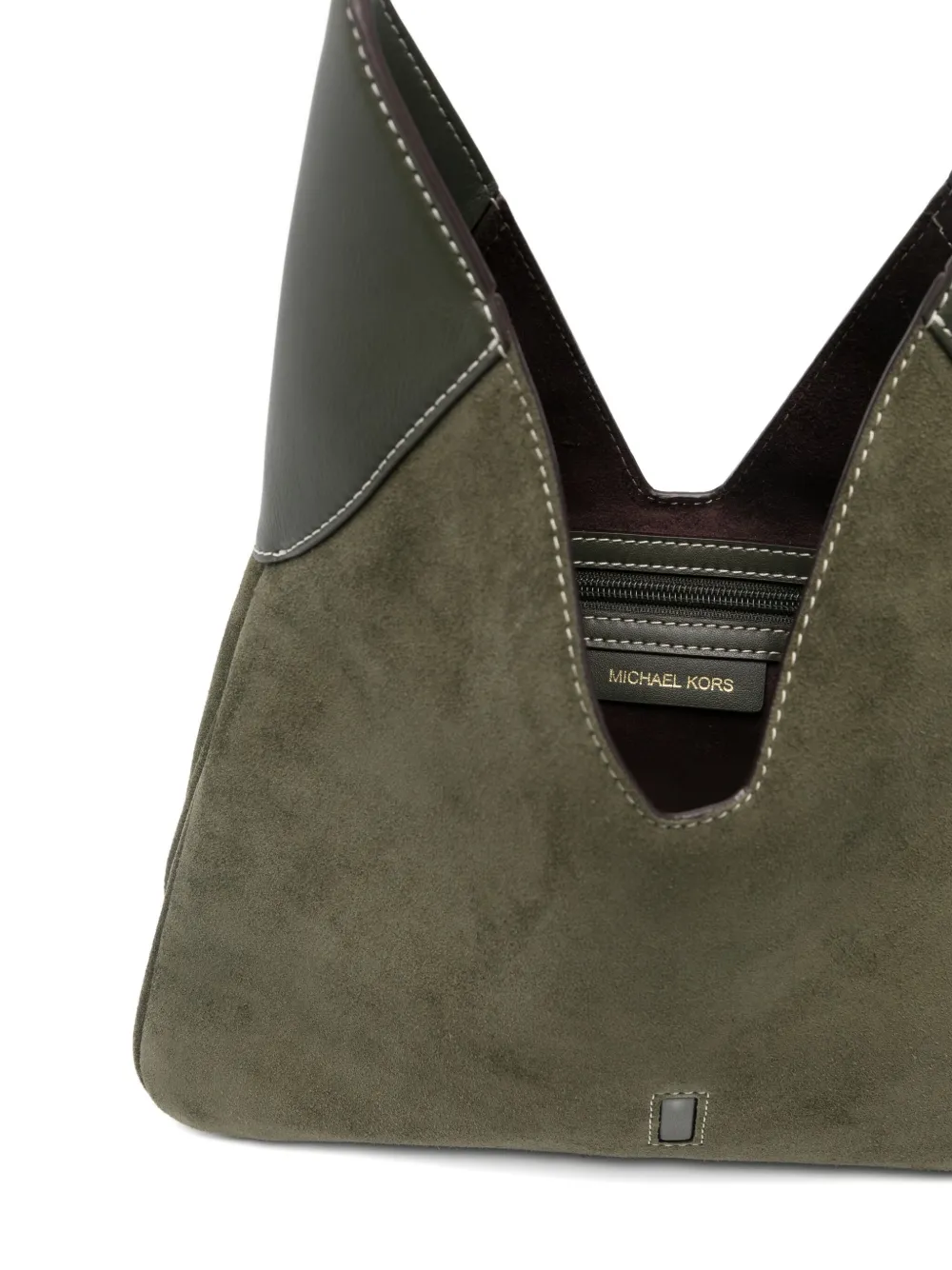 Michael Kors Medium Cornelia Suede Buckle Shoulder Bag In Green
