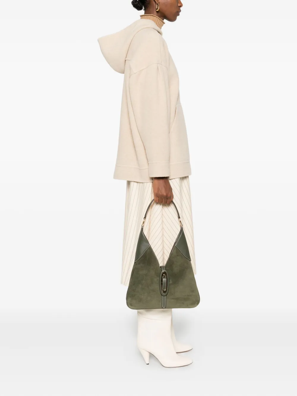 Michael Kors medium Cornelia suede buckle shoulder bag - Groen