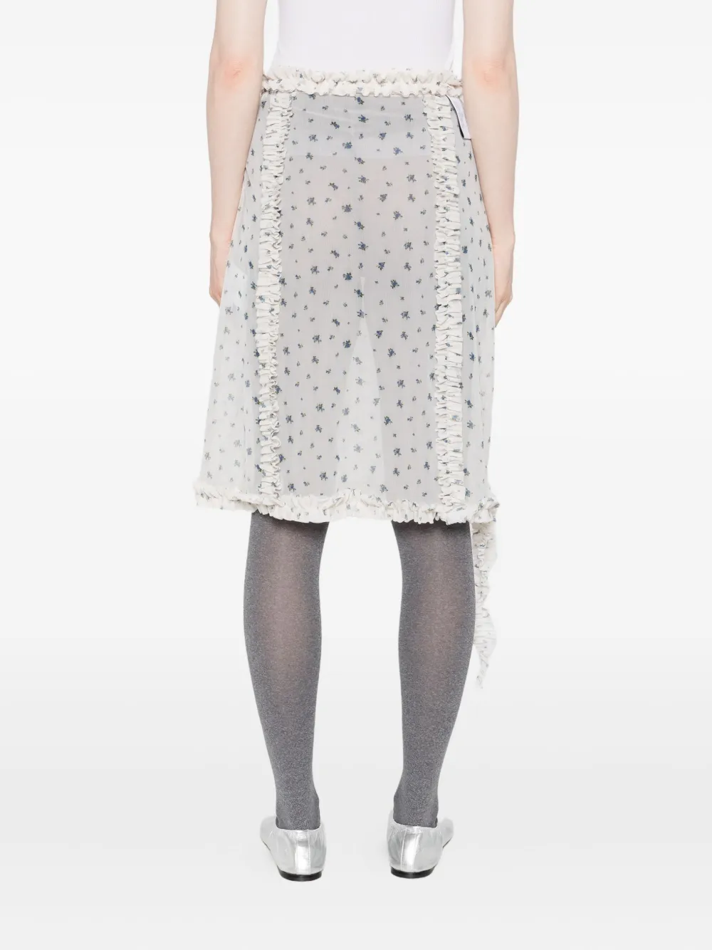 Rokh Rok met bloemenprint Wit