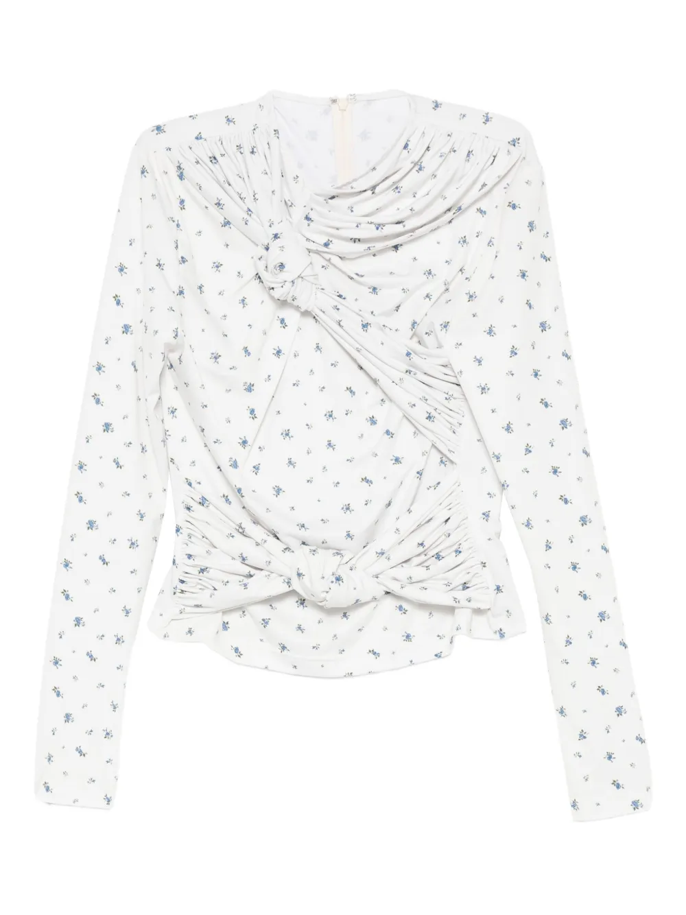 Rokh Floral-print Knot-detail Blouse In White