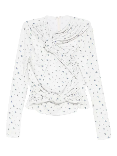 Rokh blusa con estampado floral y detalle de nudo