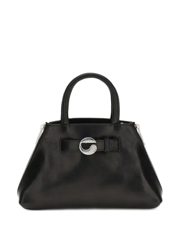 Coperni Mini Data Zip-detail Leather Tote Bag in Black