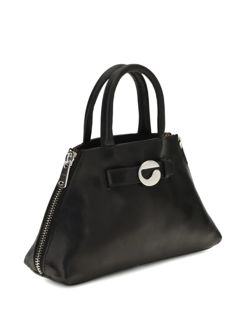 Coperni Mini Data zip-detail leather tote bag - Zwart