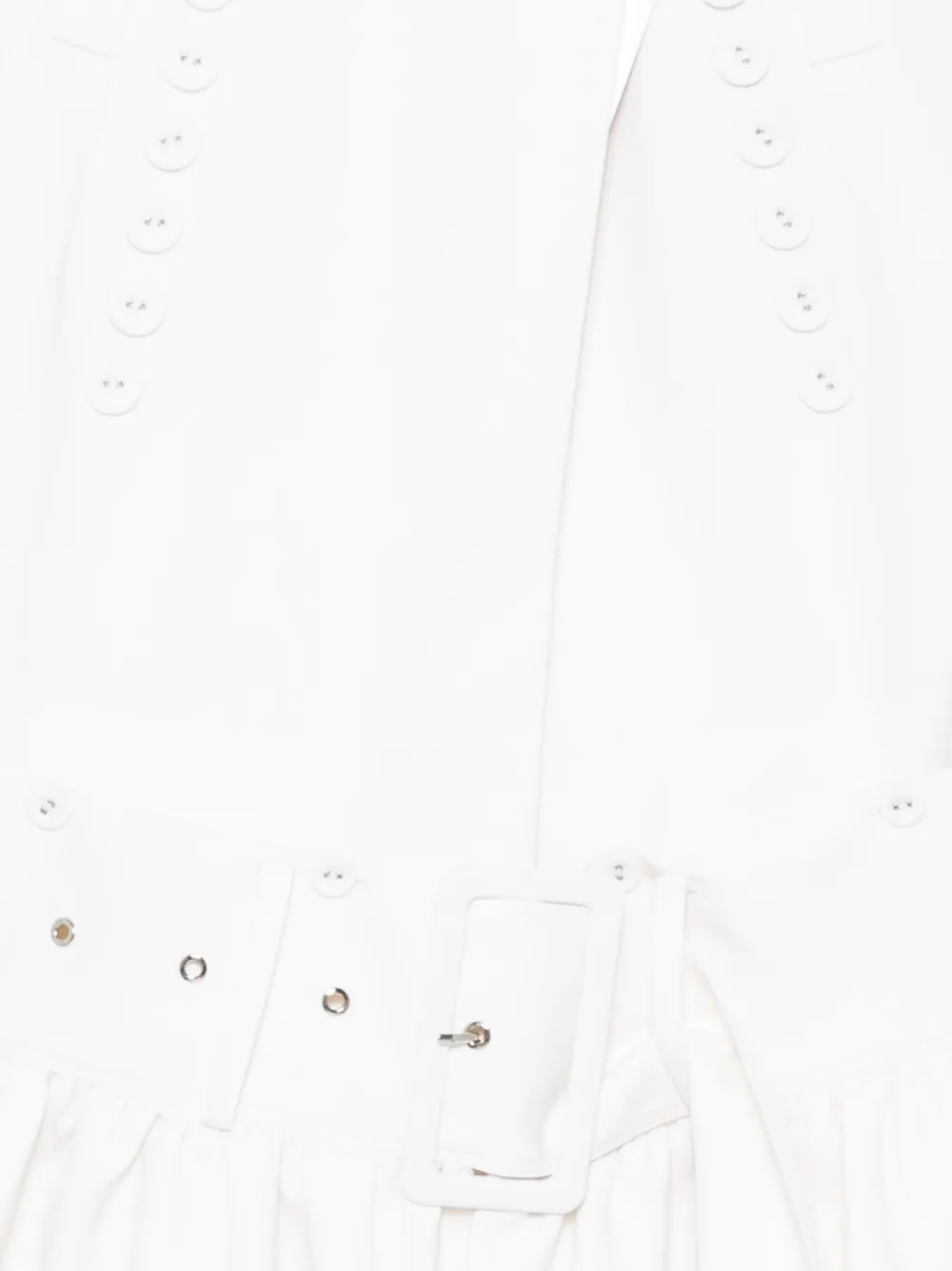 Rokh Button-detailing Ruffled Double-breasted Coat In White