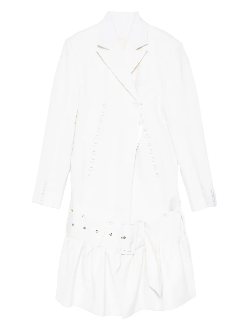 Rokh button-detailing ruffled double-breasted coat | White | Image 1