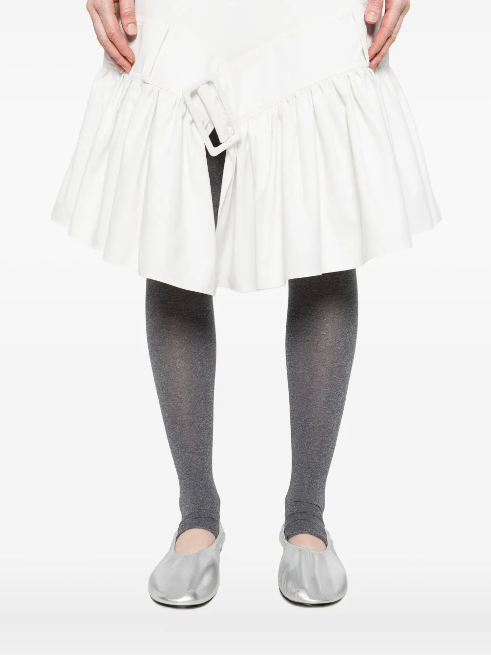 Rokh Puff-sleeve Ruffled Dress In White