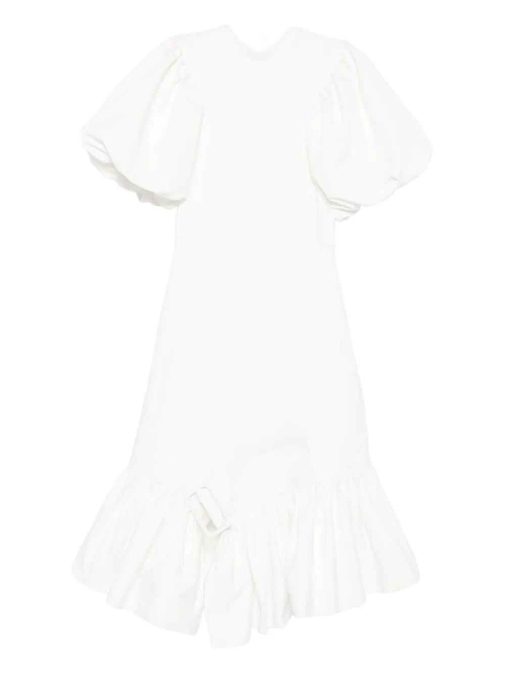 Rokh puff-sleeve ruffled dress - ホワイト Rokh puff-sleeve ruffled dress - ホワイト