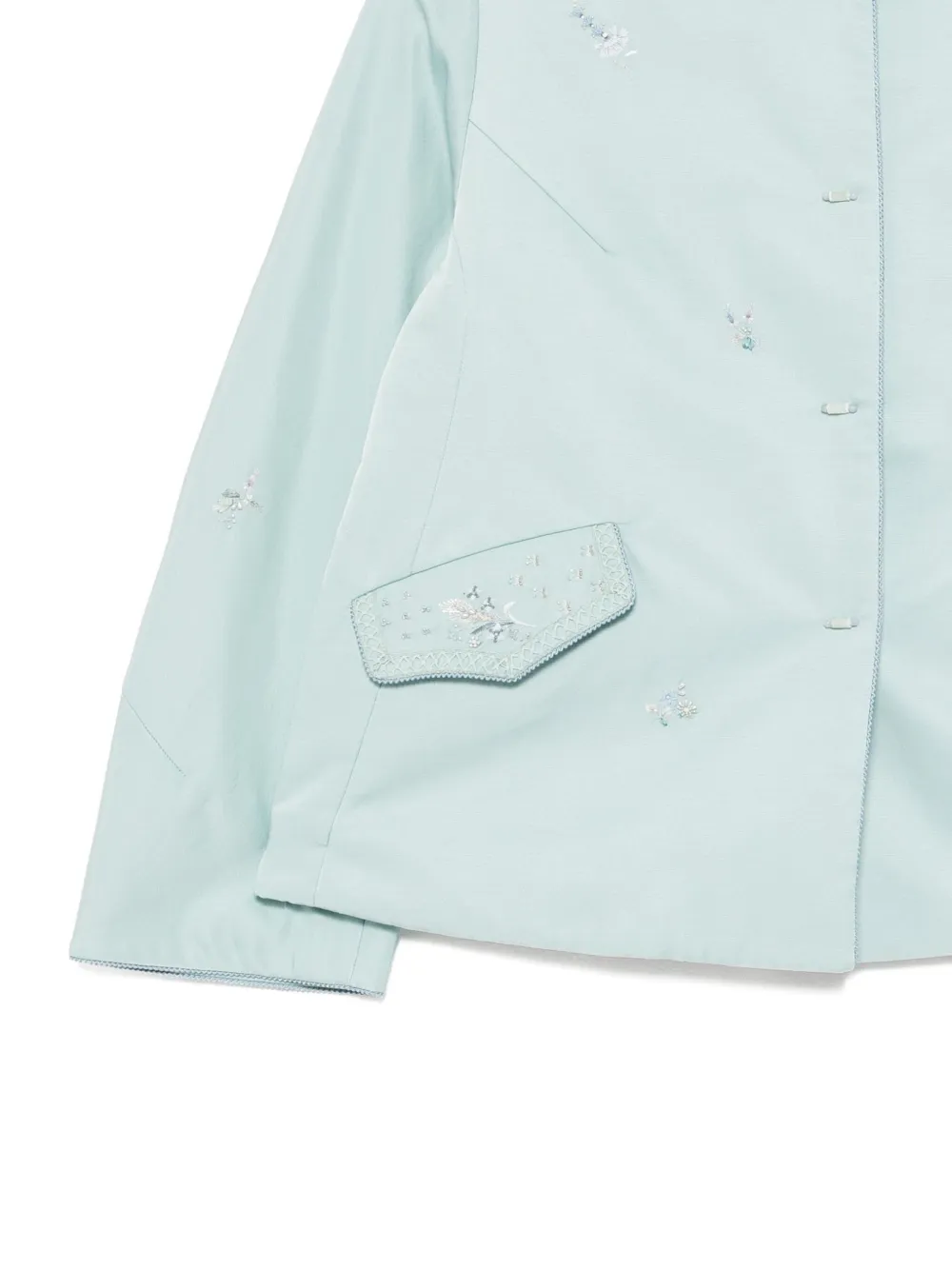 Shiatzy Chen Scape-of-curve Cropped Jacket In Blue