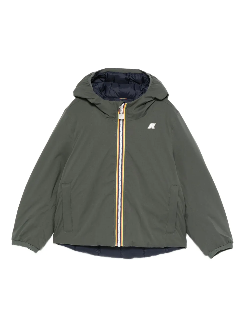 K Way Kids hooded zip-front jacket | Green | Image 1