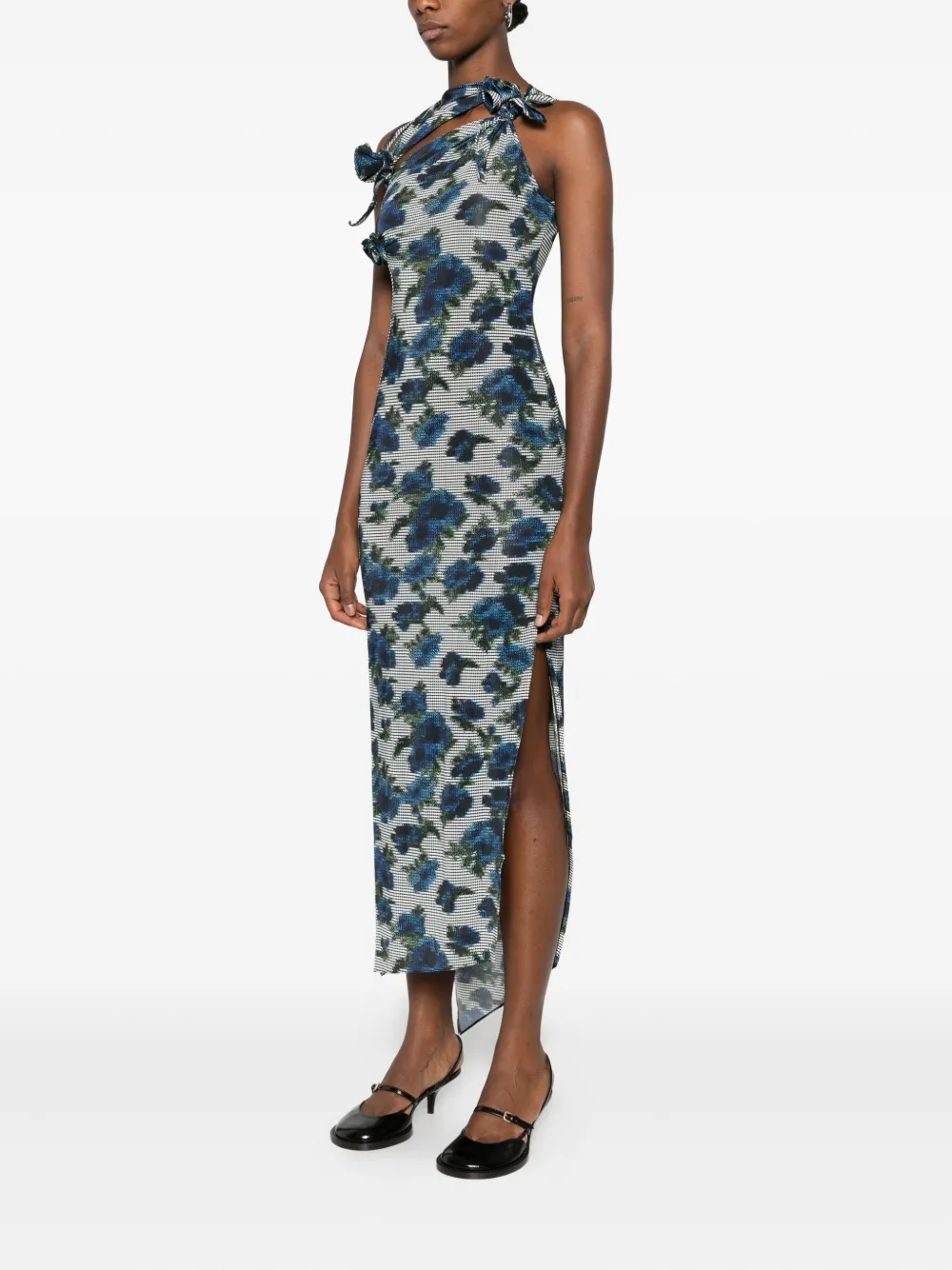 Coperni Floral-print Maxi Dress In Blue